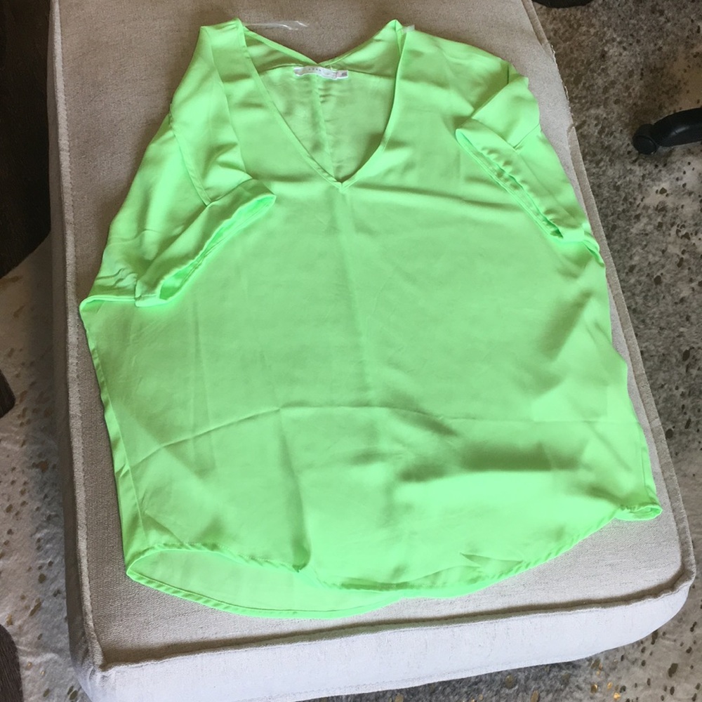 Highlighter green cheffon vneck